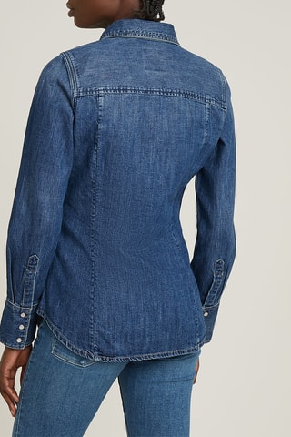Chemisier slim en jean Western - Bleu