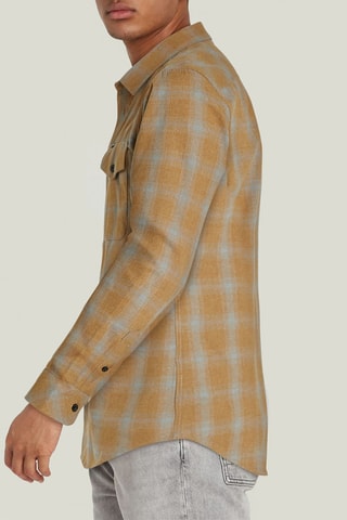 Chemise slim Marine - Gris clair et camel