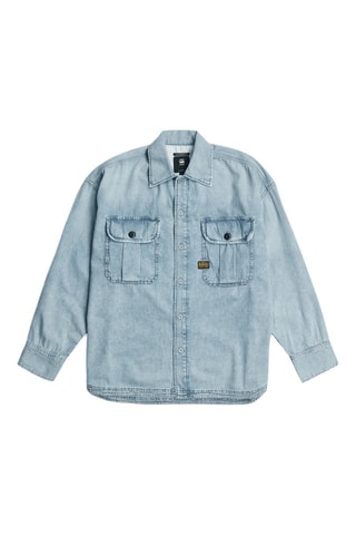 Chemise oversize en jean en coton biologique Boxy 2 Pocket Pleated - Ciel