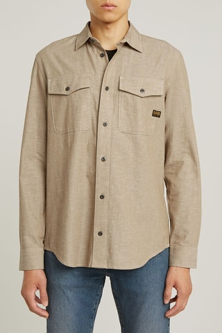 Chemise slim Marine - Beige