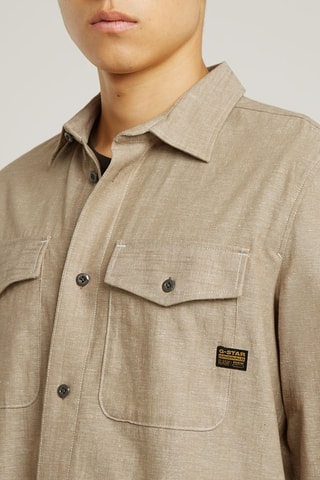 Chemise slim Marine - Beige