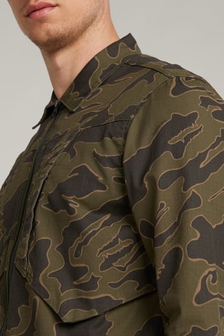 Surchemise regular Slanted Pocket - Vert olive