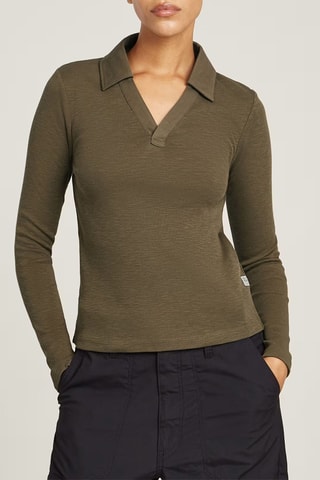 Polo slim en coton biologique - Vert olive