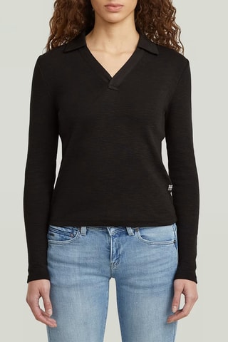 Polo slim en coton biologique - Noir