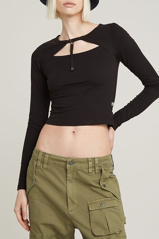 Crop top en coton biologique Keyhole - Noir