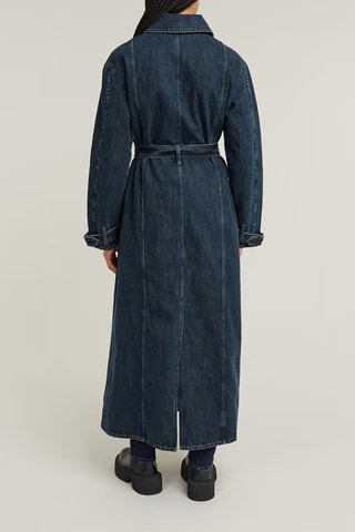 Trench loose en jean Long Biker - Indigo