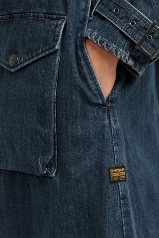 Trench loose en jean Long Biker - Indigo