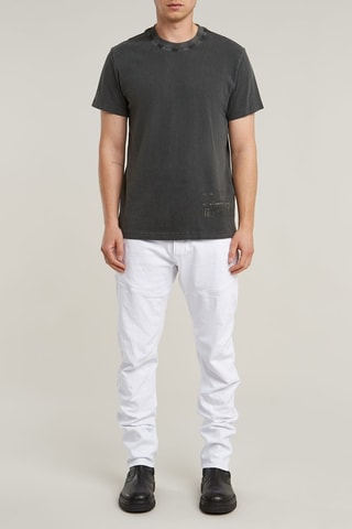 T-shirt regular en coton biologique Shipping Graphic Overdyed - Noir chiné