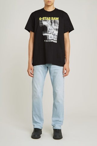 T-shirt loose en coton biologique Stairs Graphic - Noir