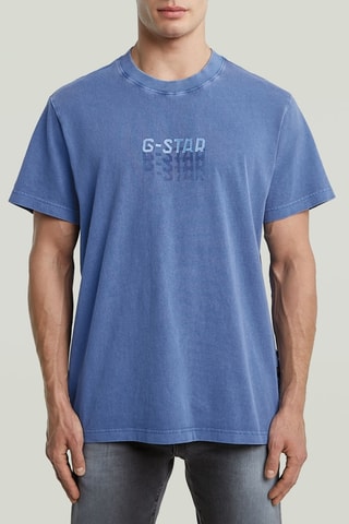 T-shirt loose en coton biologique Multi Logo - Bleu cobalt