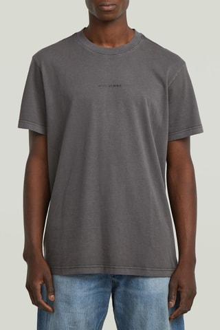 T-shirt Loose en coton biologique Overdyed Center Chest - Anthracite