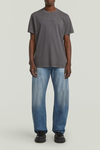 T-shirt Loose en coton biologique Overdyed Center Chest - Anthracite