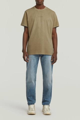 T-shirt loose en coton biologique Overdyed Center - Beige