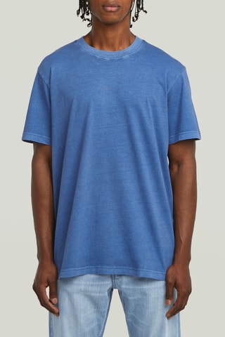 T-shirt loose en coton biologique Overdyed Center - Indigo