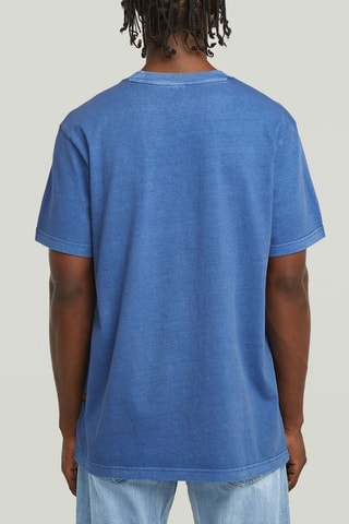 T-shirt loose en coton biologique Overdyed Center - Indigo