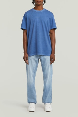 T-shirt loose en coton biologique Overdyed Center - Indigo