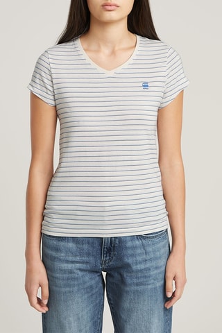 T-shirt slim en coton biologique Eyben Strip - Ciel