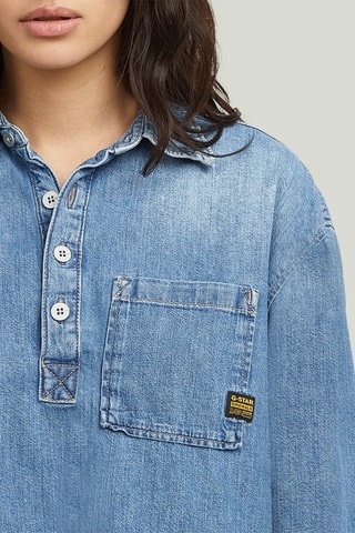 Blouse en jean en coton biologique Boxy Day - Bleu