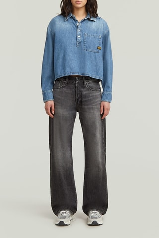 Blouse en jean en coton biologique Boxy Day - Bleu