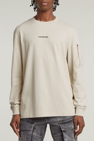 Sweat en coton biologique Tweeter Checquard Pocket - Ecru