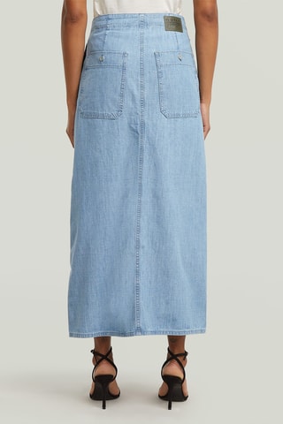 Jupe droite en jean en coton biologique Belted - Ciel