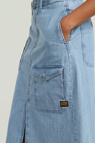 Jupe droite en jean en coton biologique Belted - Ciel