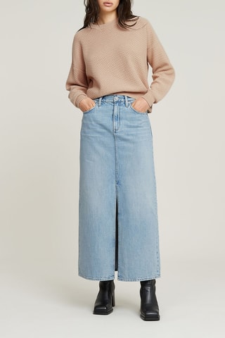 Jupe midi en jean taille haute Viktoria - Bleu