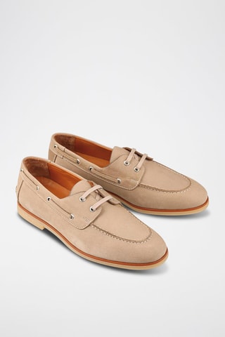 Chaussures bateau en cuir- Beige