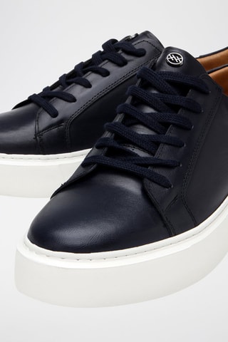 Baskets plateformes en cuir - Bleu marine