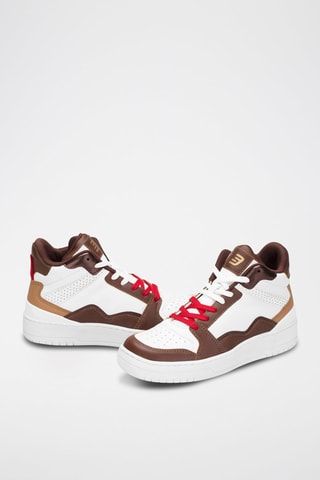 Baskets montantes - Blanc et marron foncé