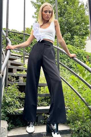 Pantalon straight taille haute - Noir