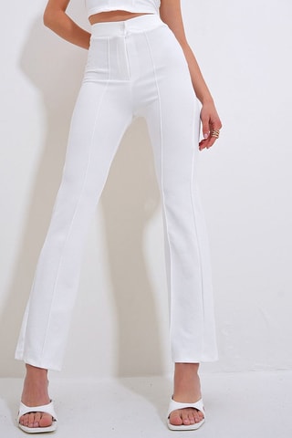 Pantalon taille haute - Ecru