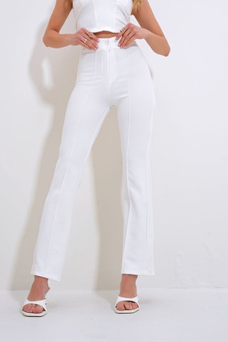 Pantalon taille haute - Ecru
