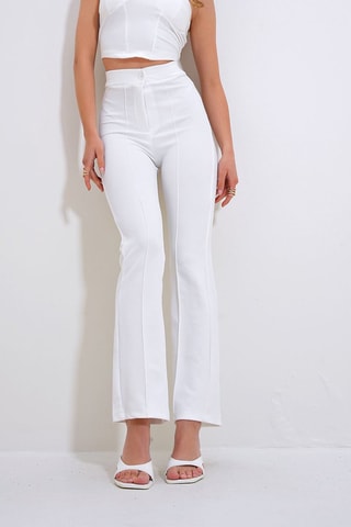 Pantalon taille haute - Ecru