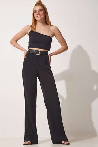 Pantalon palazzo taille haute - Noir