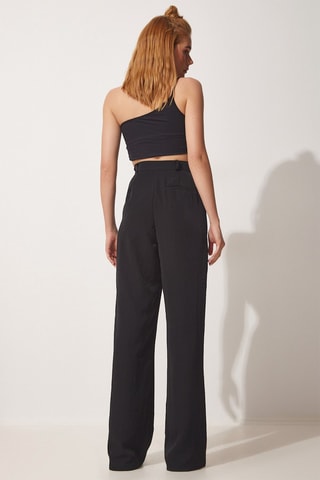 Pantalon palazzo taille haute - Noir