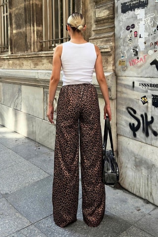 Pantalon taille haute - Marron