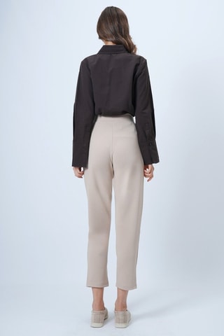 Pantalon regular taille haute - Beige