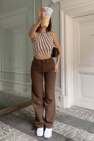 Pantalon regular - Marron
