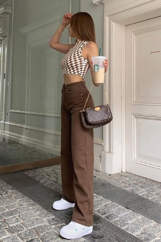 Pantalon regular - Marron