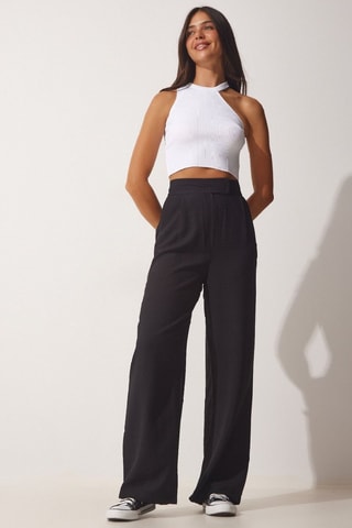 Pantalon relaxed taille haute - Noir
