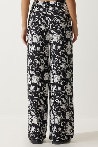 Pantalon palazzo taille haute - Blanc et noir