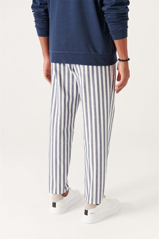 Pantalon relaxed - Bleu et blanc
