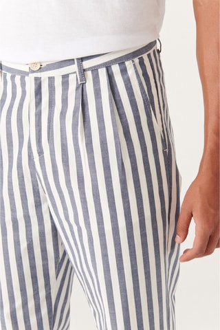 Pantalon relaxed - Bleu et blanc