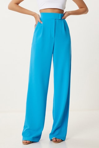 Pantalon wide legs taille haute - Turquoise