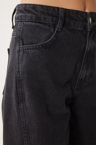 Jean cargo taille haute - Noir