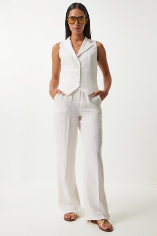 Veste sans manches et pantalon - Écru