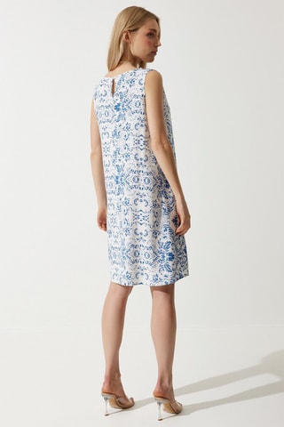 Robe droite - Bleu pétrole et blanc