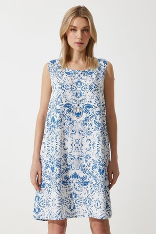 Robe droite - Bleu pétrole et blanc