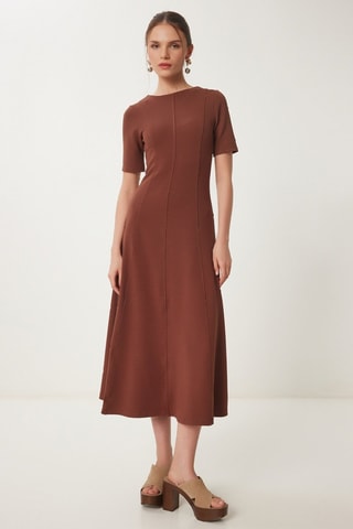 Robe midi - Marron